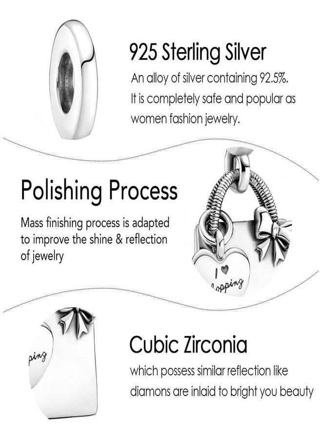 DATOUQI Shopping Bag Charm Shopping Bag Charms 925 Sterling Silver Charms for Bracelets Necklace for Women - Image 5